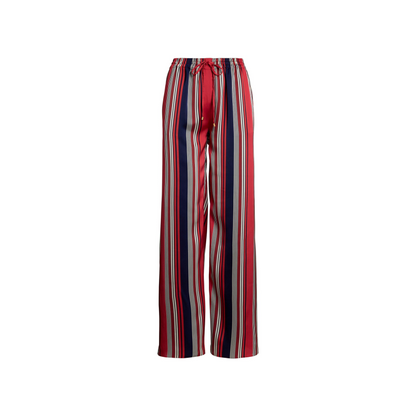 Striped Charmeuse Wide-Leg Trousers