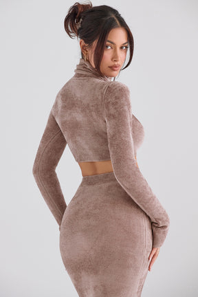 Rose chenille cropped top