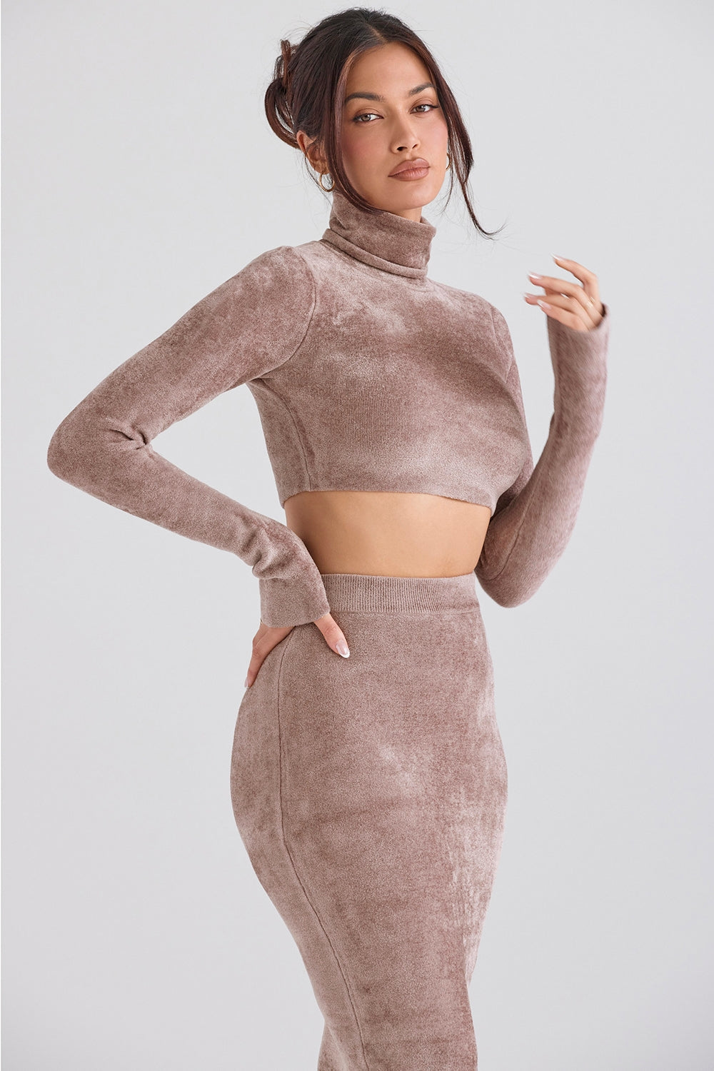 Rose chenille cropped top