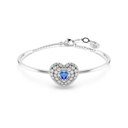 Idyllia Bangle, Heart, Blue, Rhodium Plated