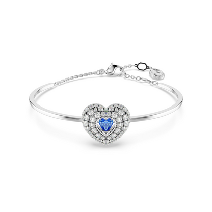 Idyllia Bangle, Heart, Blue, Rhodium Plated