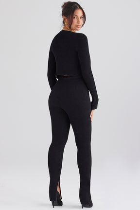 Black ribbed knit leggings
