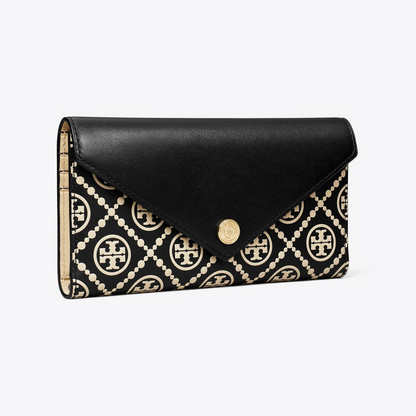 T Monogram Contrast Embossed Envelope Wallet