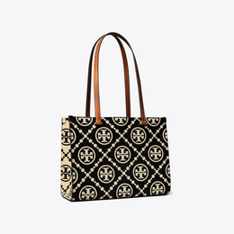 T Monogram Contrast Embossed Small Tote