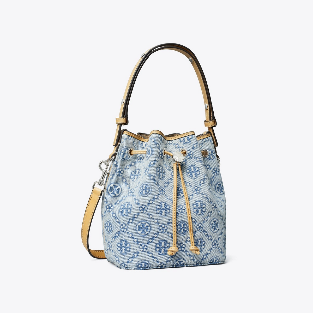 T Monogram Denim Mini Bucket Bag