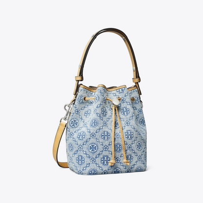 T Monogram Denim Mini Bucket Bag