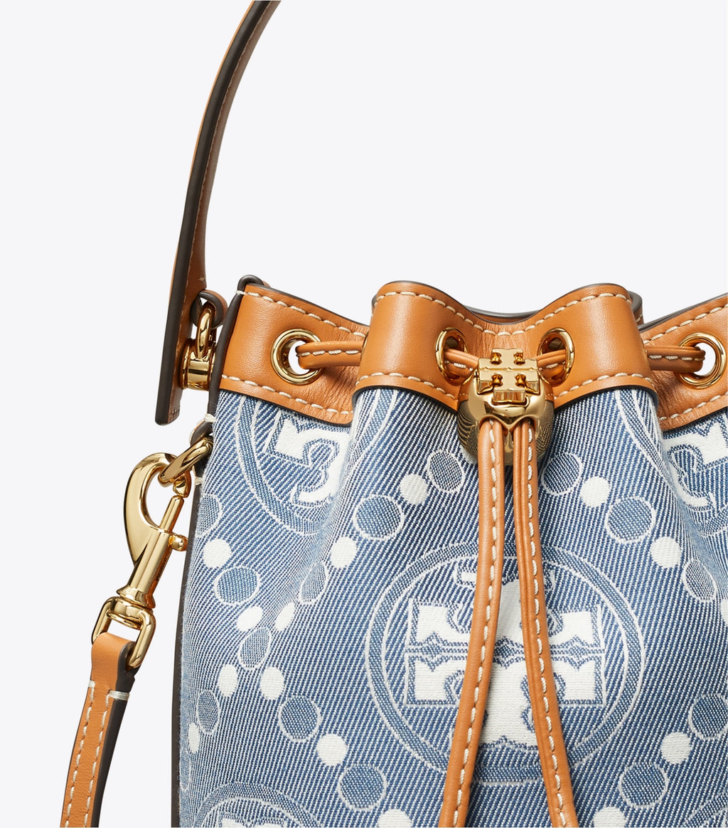 Tory Burch T MONOGRAM DENIM MINI BUCKET BAG - Bags | Shop From The Mirage