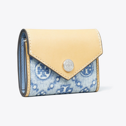 T Monogram Denim Small Envelope Wallet