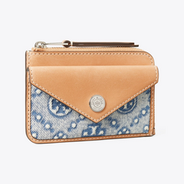 T Monogram Denim Zip Card Case