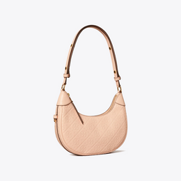 T Monogram Leather Crescent Bag