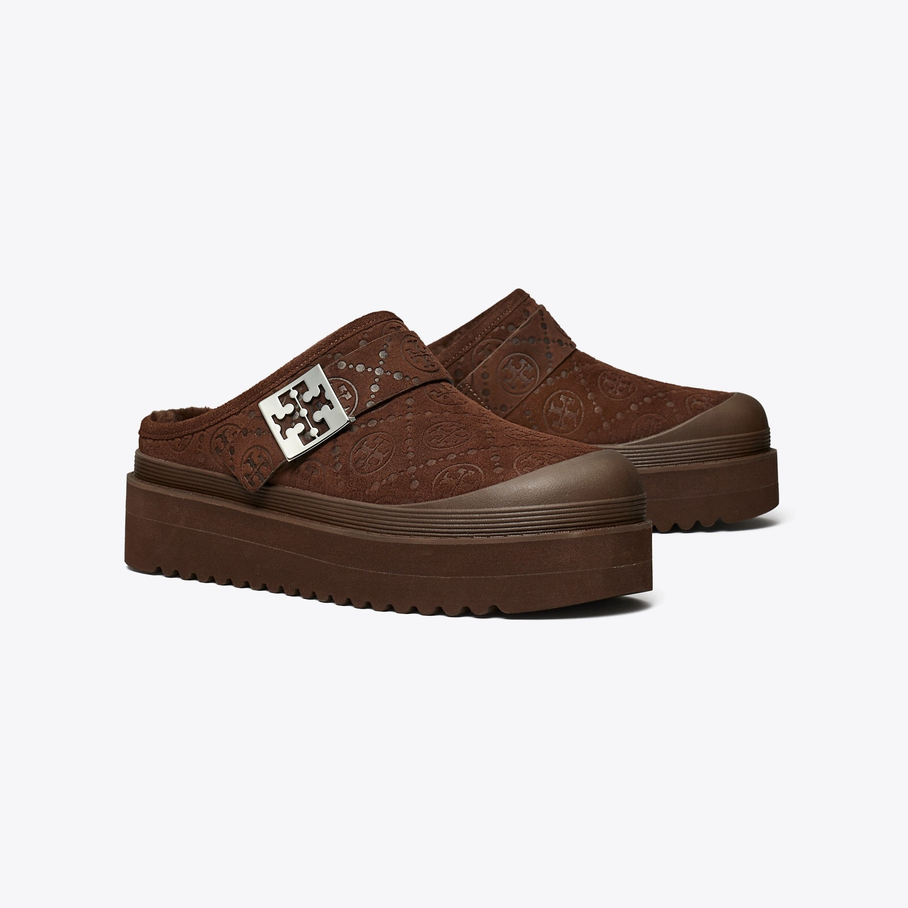 T Monogram Mellow Shearling Platform Mule