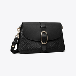 T Monogram Pebbled Soft Small Shoulder Bag
