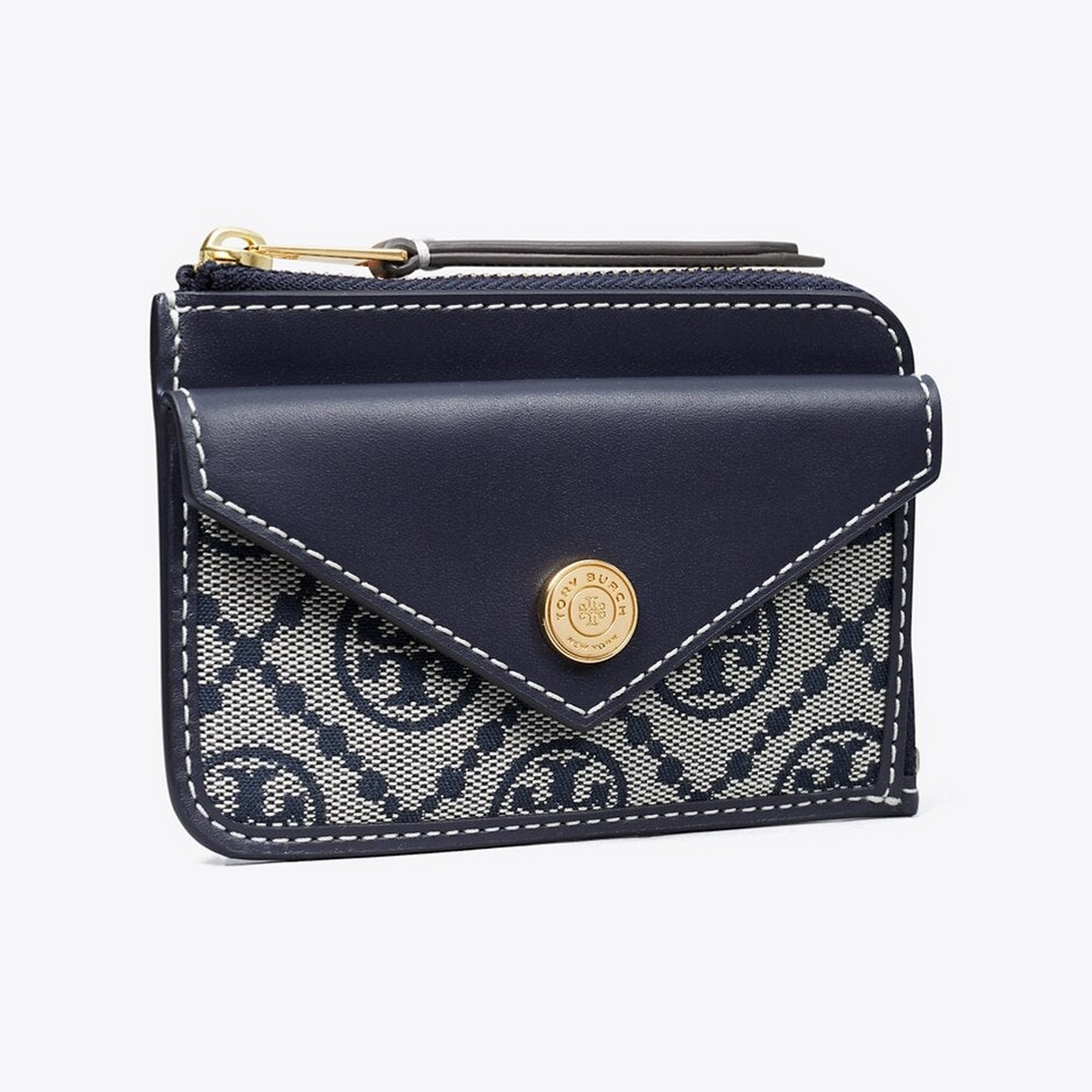 T Monogram Zip Card Case