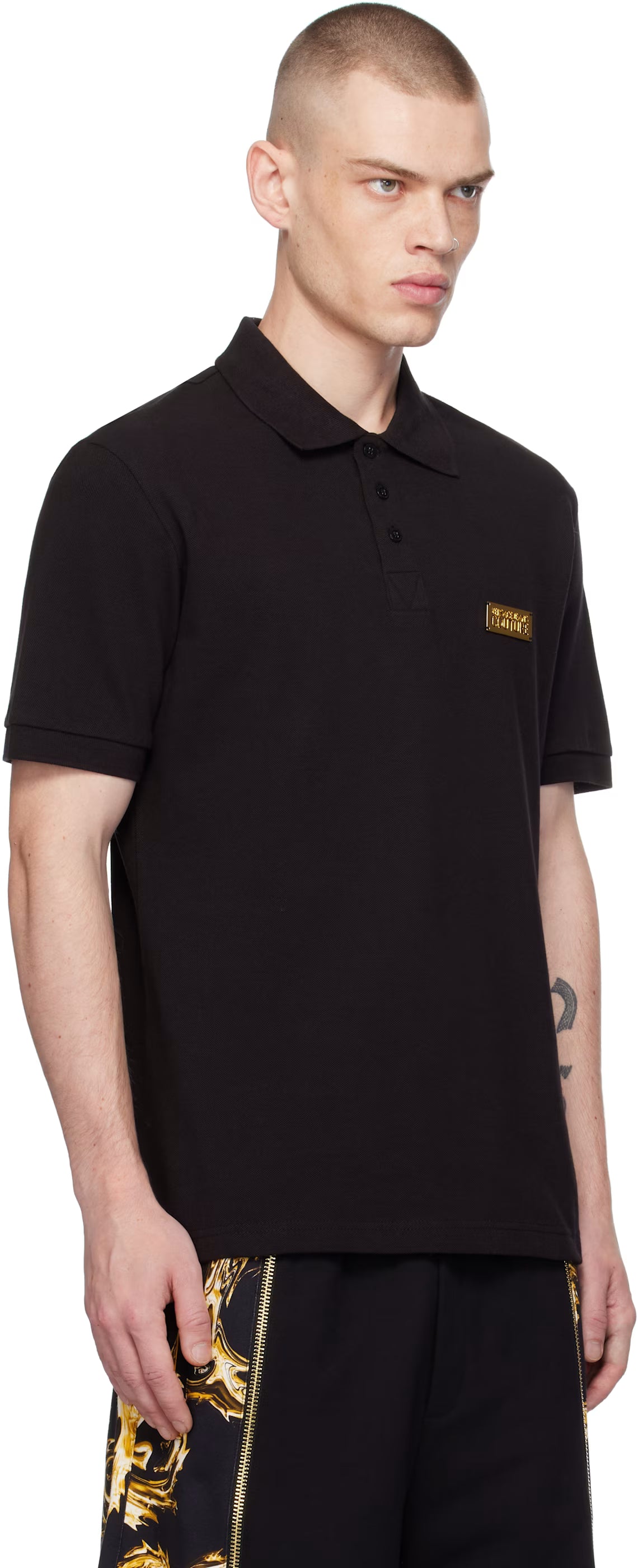 Black Logo Slim-Fit Polo
