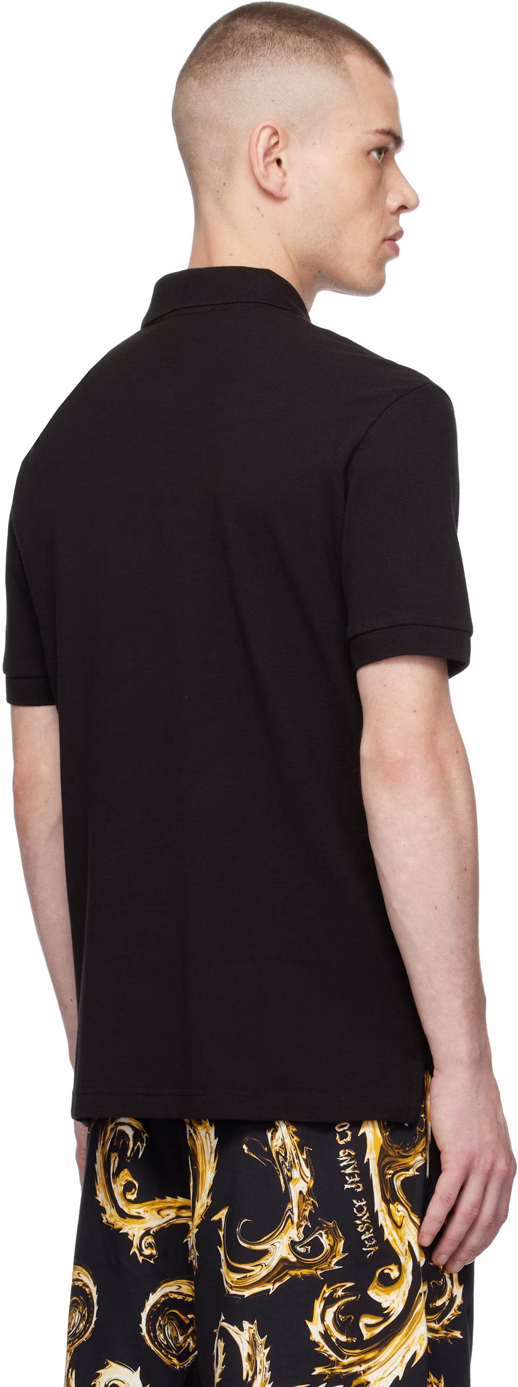 Black Logo Slim-Fit Polo
