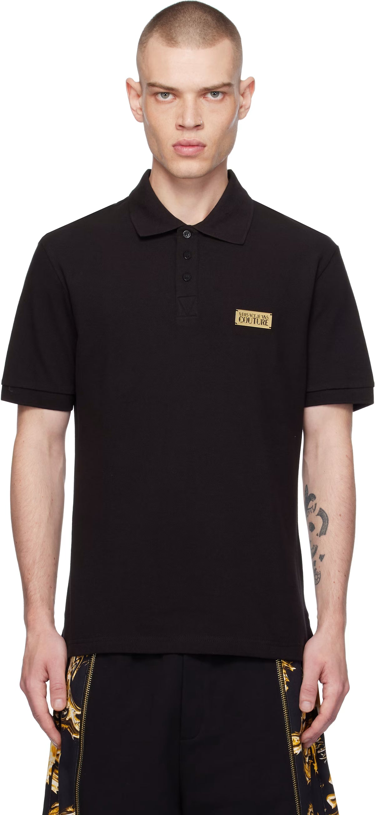 Black Logo Slim-Fit Polo