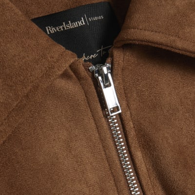 Tan Faux Suede Bubble Hem Bomber Jacket