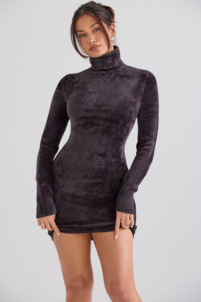 Charcoal chenille mini dress