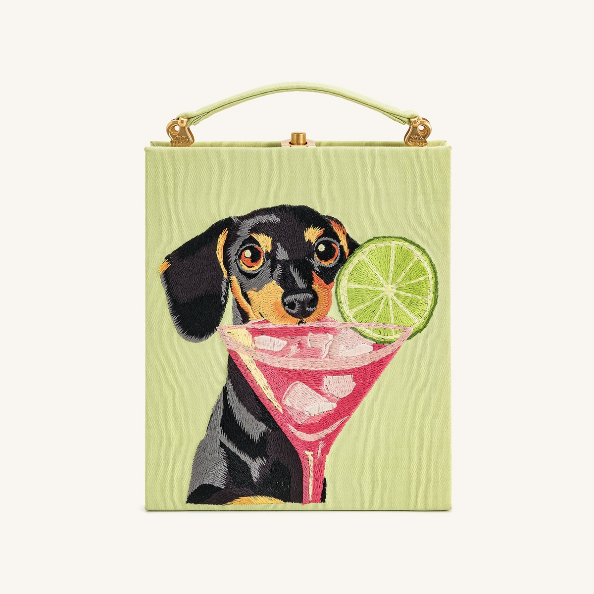 Taya-Puppy Pattern Book Shape Clutch Bag - Light Green