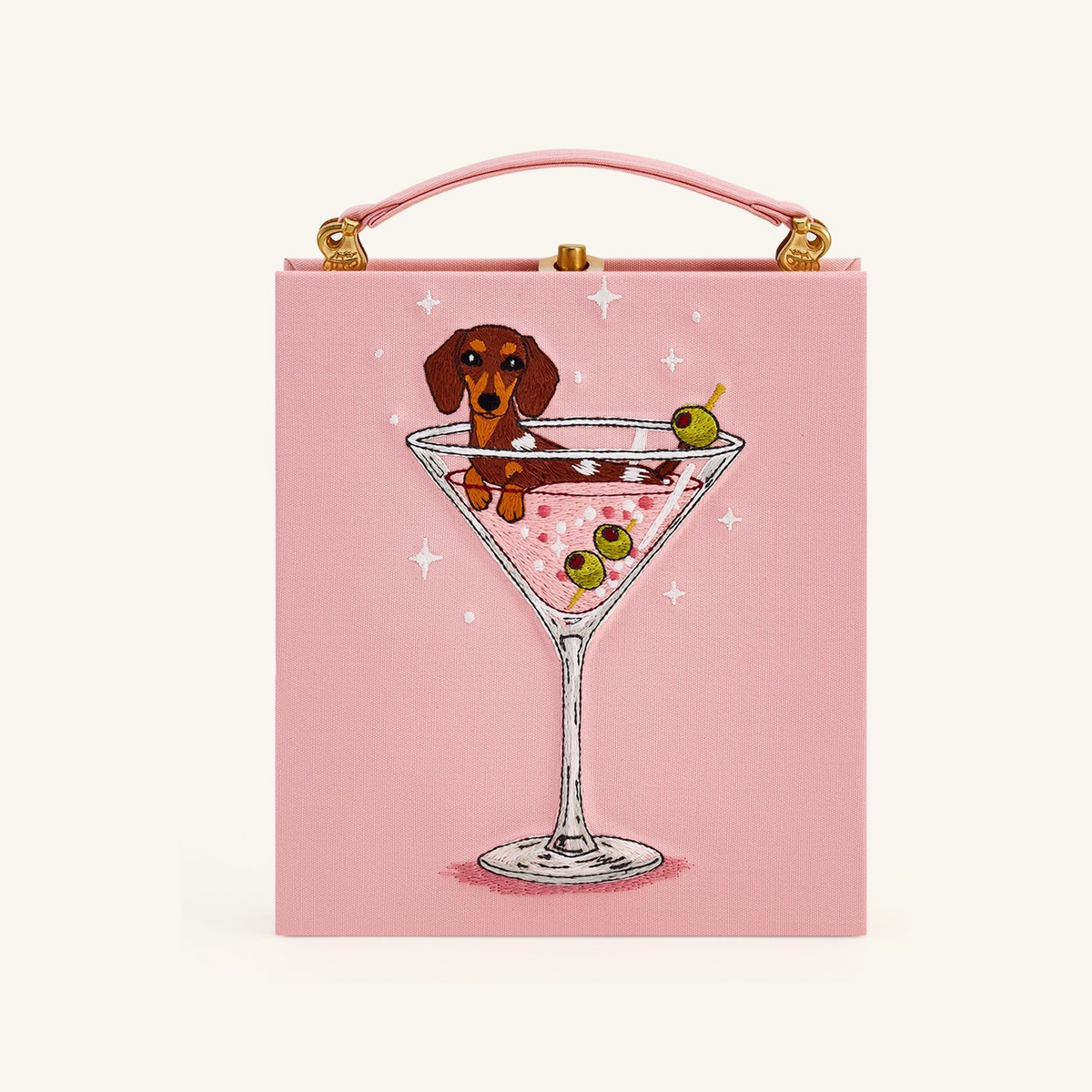 Taya Wine Glass Puppy Pattern Book Shape Clutch Bag - Pink