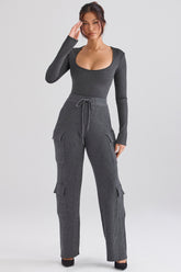 Charcoal knitted utility trousers