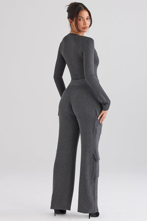 Charcoal knitted utility trousers