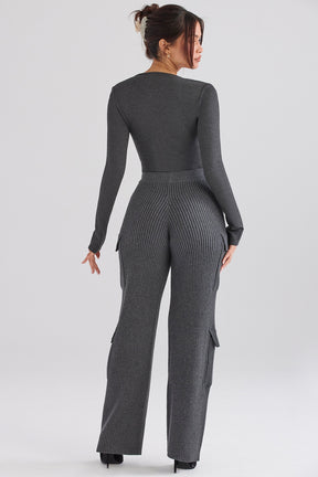 Charcoal knitted utility trousers