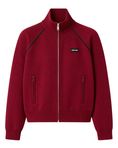 Technical yarn zip-up cardigan