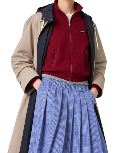 Technical yarn zip-up cardigan