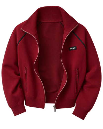 Technical yarn zip-up cardigan