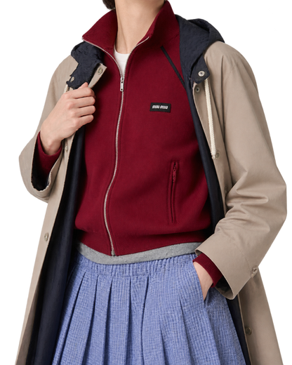 Technical yarn zip-up cardigan