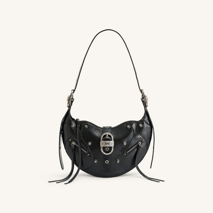 Tessa Crushed Shoulder Bag - Black