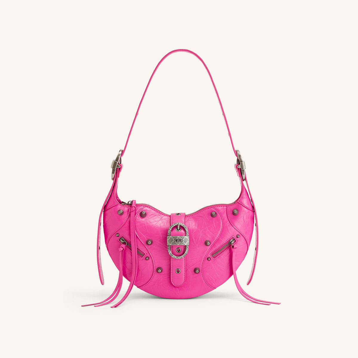 Tessa Crushed Shoulder Bag - Bright Pink