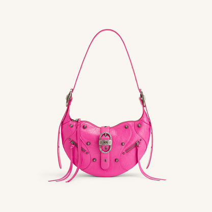 Tessa Crushed Shoulder Bag - Bright Pink