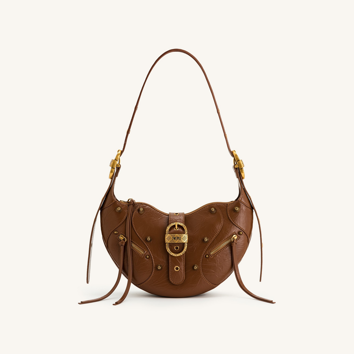 Tessa Crushed Shoulder Bag - Brown