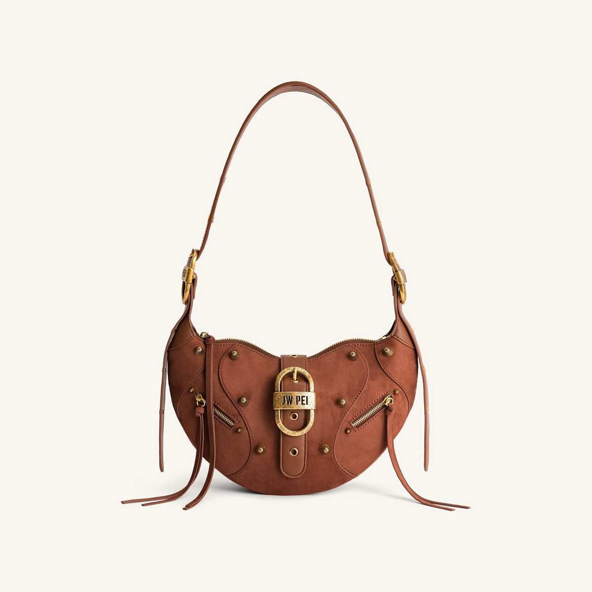 Tessa Suede Shoulder Bag - Dark Birch Brown