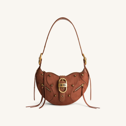 Tessa Suede Shoulder Bag - Dark Birch Brown
