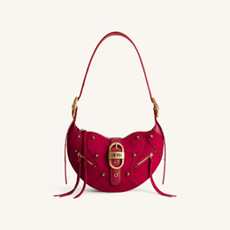 Tessa Suede Shoulder Bag - Deep Magenta