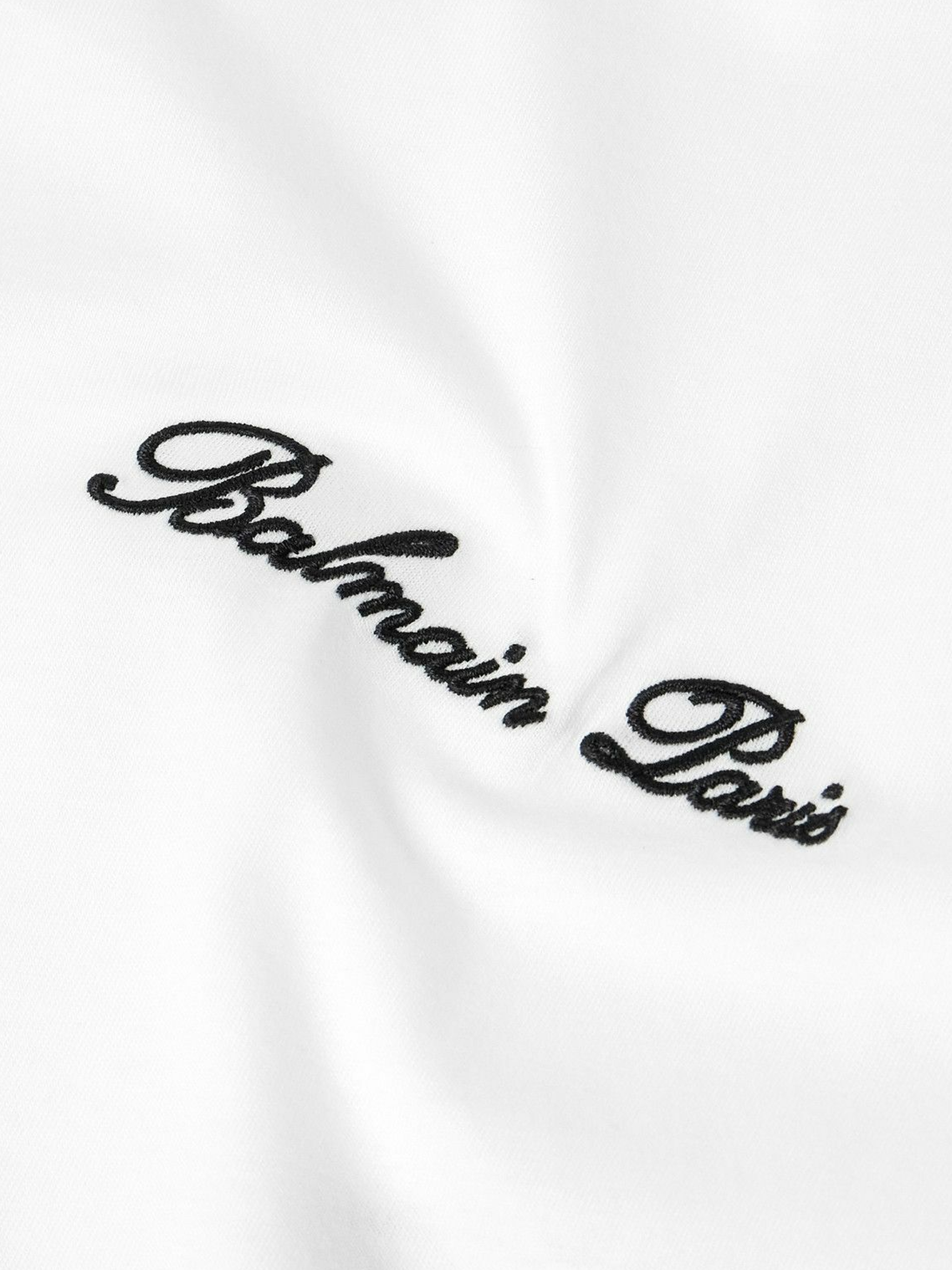 Balmain Logo Embroidered Loose Fit T-Shirt in White