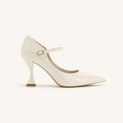 Thalina Patent Leather Pumps - Beige