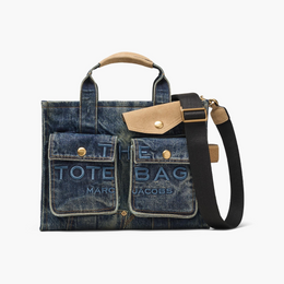 The Denim Suede Medium Cargo Tote Bag