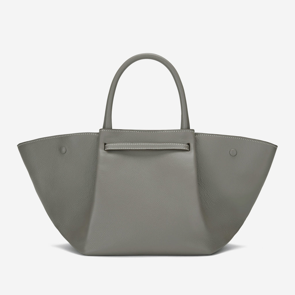 DeMellier The Midi New York stone grey small grain ecru stitching