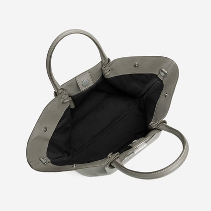 DeMellier The Midi New York stone grey small grain ecru stitching