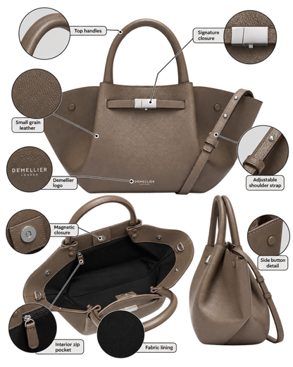 The Midi New York -  Dark Taupe Small Grain