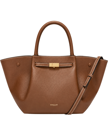 The Midi New York -  Tan Small Grain Ecru Stitching
