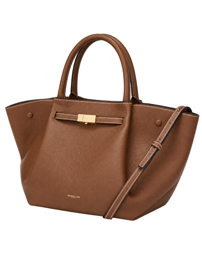 The Midi New York -  Tan Small Grain Ecru Stitching