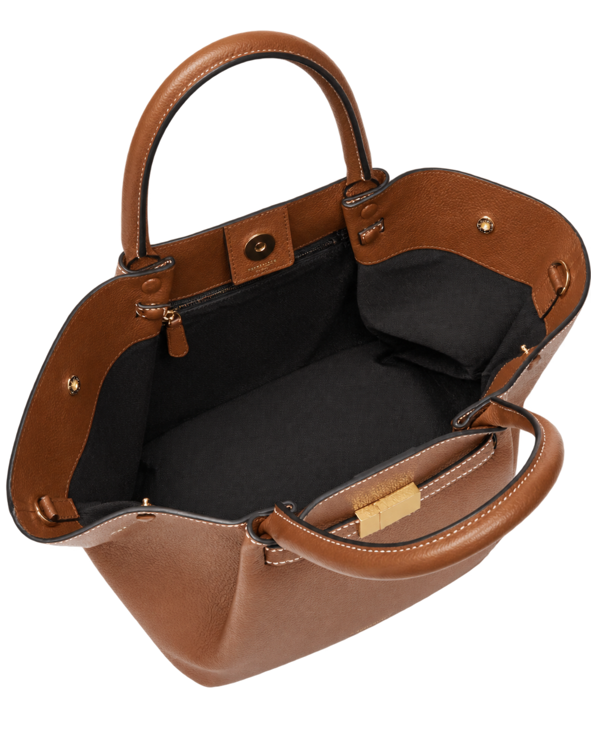 The Midi New York -  Tan Small Grain Ecru Stitching