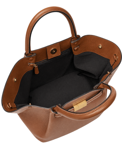 The Midi New York -  Tan Small Grain Ecru Stitching
