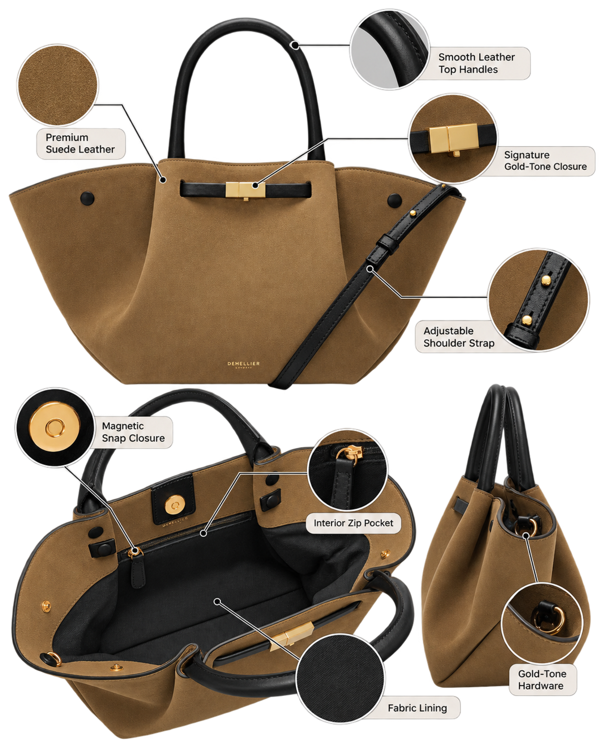 The Midi New York -  Tobacco Suede & Black Smooth