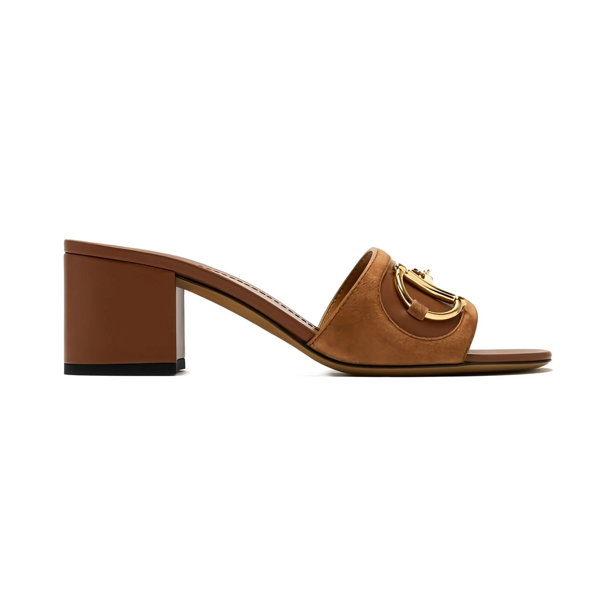 The Horsebit Block Heel Sandals – Brown